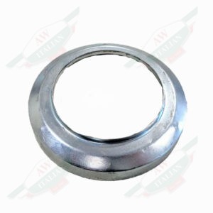 Shiny silver metal ring on white background