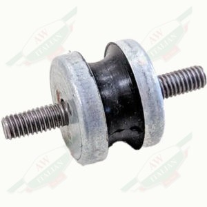 grey metal black rubber screw in the middle on white background