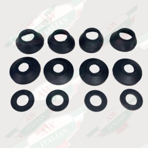 black rubber rings on white background