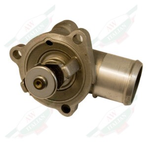 Silver Behr Alfa Romeo Thermostat Laying On Side With White Background