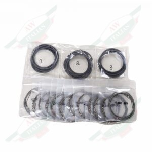 black rings in clear bags on white background