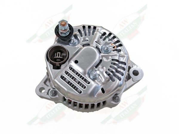ferrari 158047 355 alternator aluminum case black pulley on white background