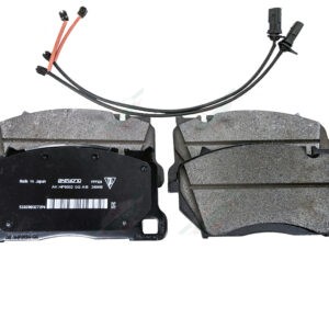 lambo 4M0698151AR lamborghini urus black akebono brake pads with sensor wires on white background